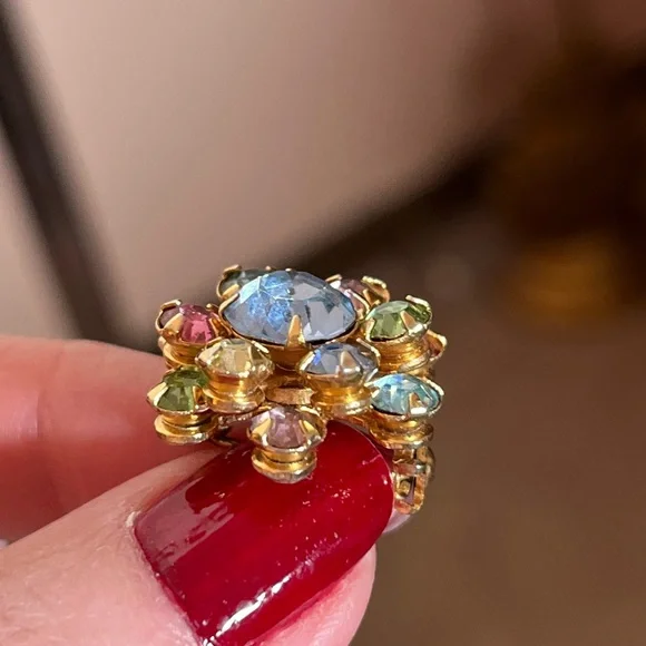 Vintage antique art deco Retro Crystal Pastel fruit salad Mini Flower Brooch - Picture 11 of 13